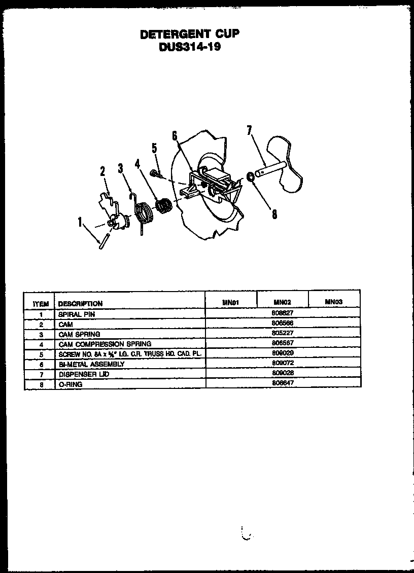 Caloric DUS314-19/MN02 detergent cup diagram
