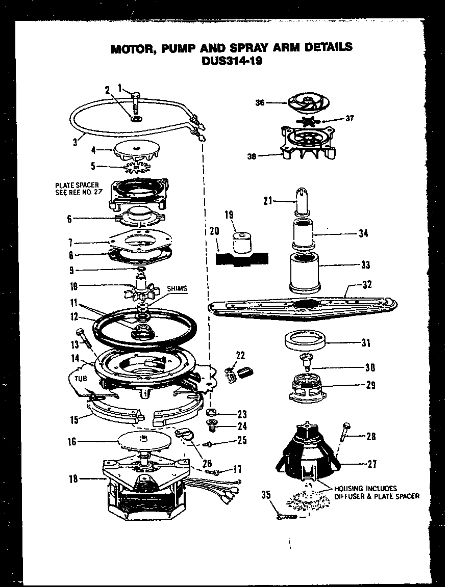 Caloric DUS314-19/MN02 motor diagram