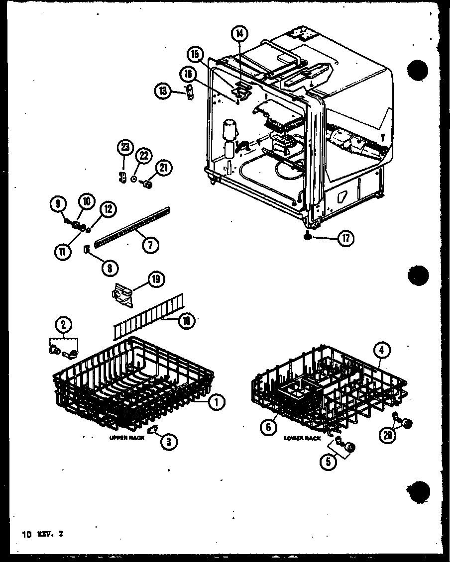 Amana DU9010B/P7712011W upper rack assy diagram