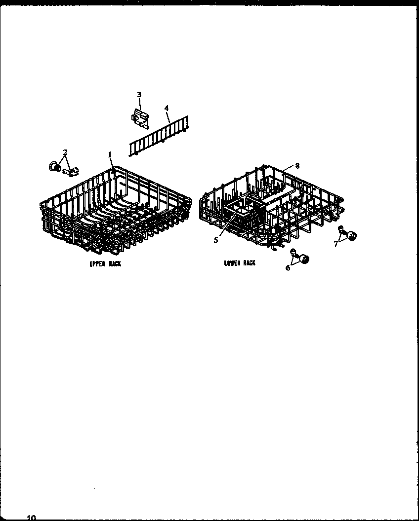 Amana DU9010W/P1173706W upper rack assy diagram