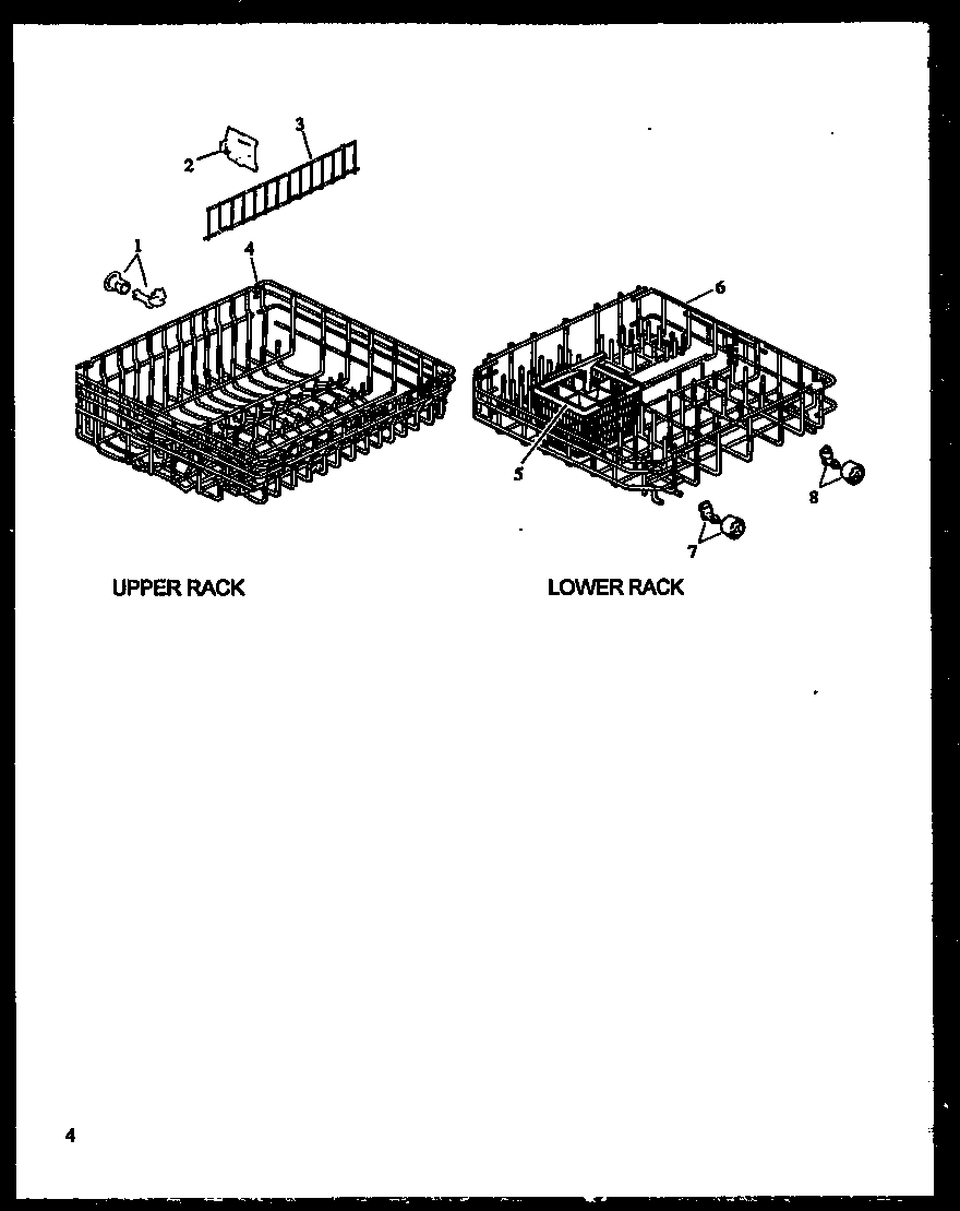 Amana DU6000BR/P1173704W upper/lower rack diagram