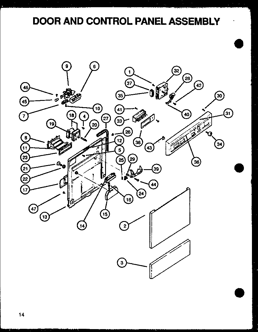 Caloric DUS300L/P1139729NL door and control panel assembly (dcs450w/p1139734nw) diagram
