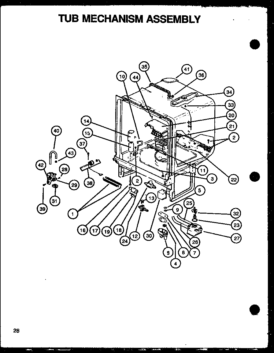 Caloric DUS300L/P1139729NL tub mechanism assembly (dus600b/p1139732nb) (dus600ww/p1139732nw) (ddw650b/p1139736nb) (ddw650ww/p1139736nw) (dus900b/p1139733nb) (ddw950b/p1139737nb) (ddw950ww/p1139737nw) diagram