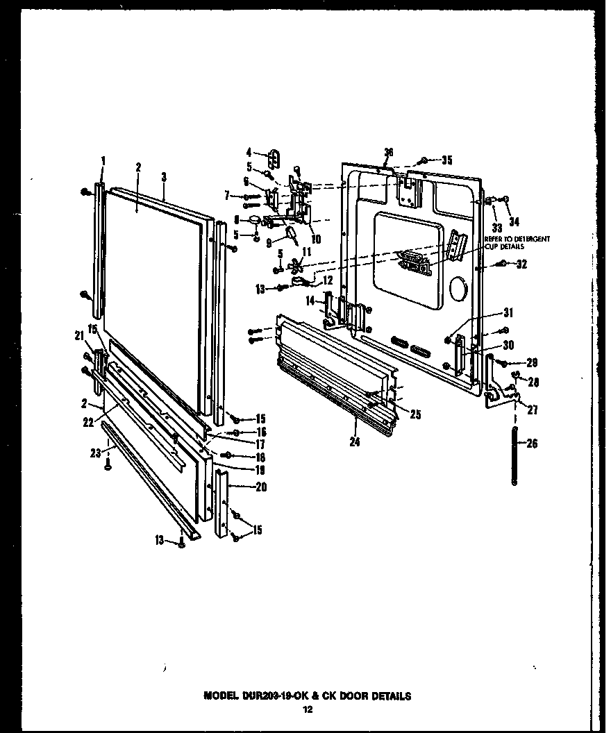 Caloric DCR-225-1F-OK door details (dur-203-19-ok) (dur-203-19-ck) diagram