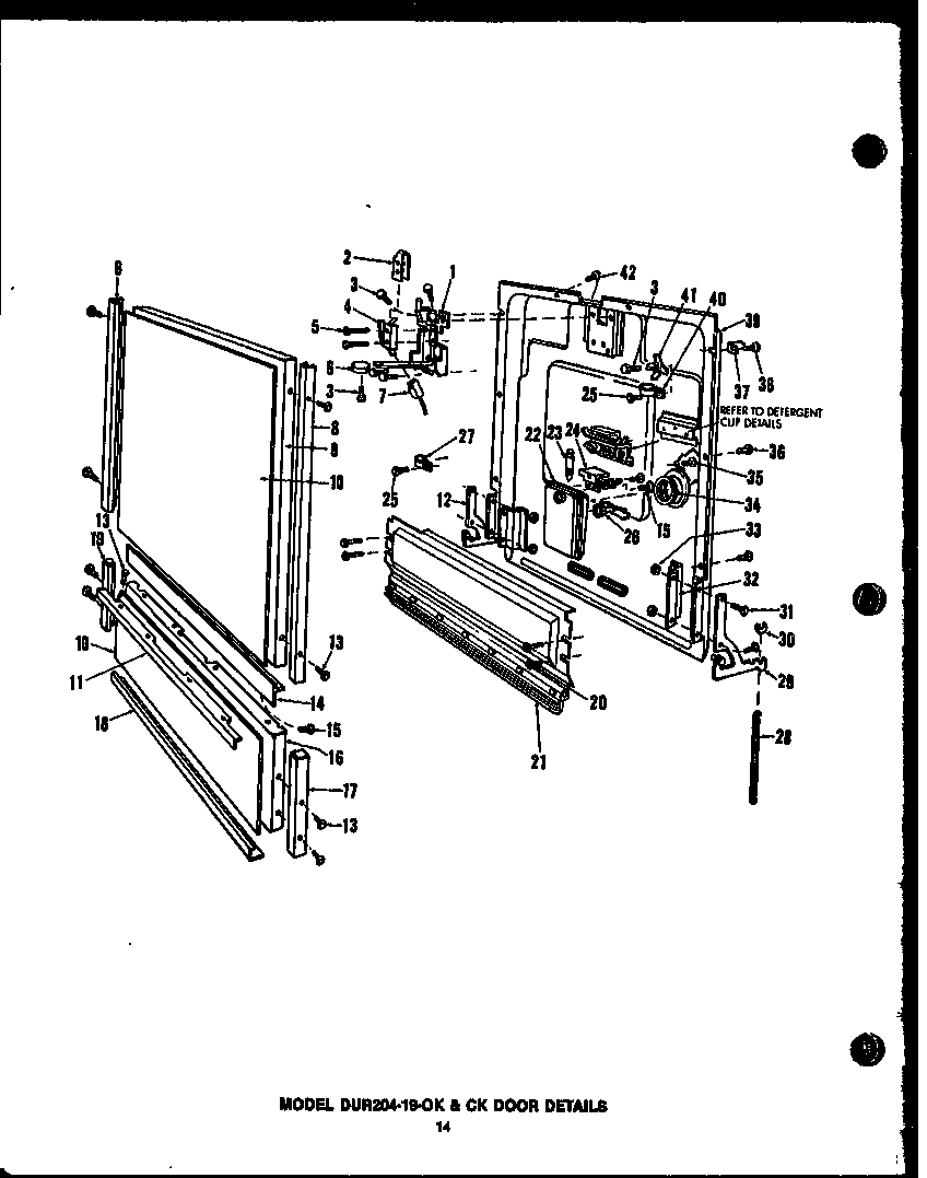 Caloric DCR-225-1F-OK door details (dur-204-19-ok) (dur-204-19-ck) diagram