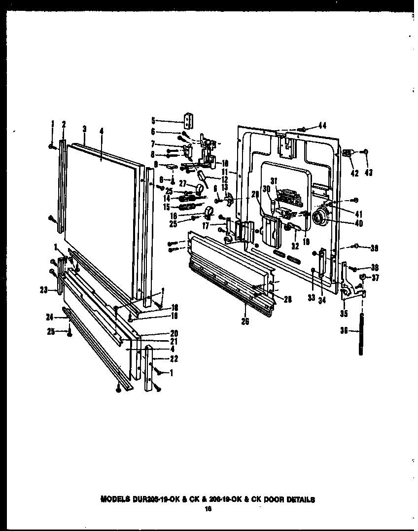 Caloric DCR-225-1F-OK door details (dur-205-19-ok) (dur-205-19-ck) (dur-208-19-ok) (dur-208-19-ck) diagram