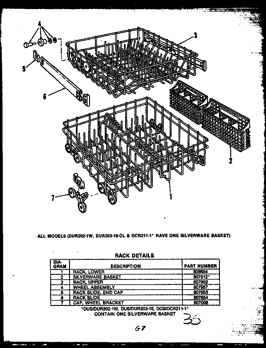 Caloric DUR208-19-OL rack details (dur202-1w-ol) (dur203-19-ol) (dcr211-1a-om) (dcr211-1w-om) (dcr211-1l-om) (dcr211-1c-om) (dcr211-1h-om) diagram