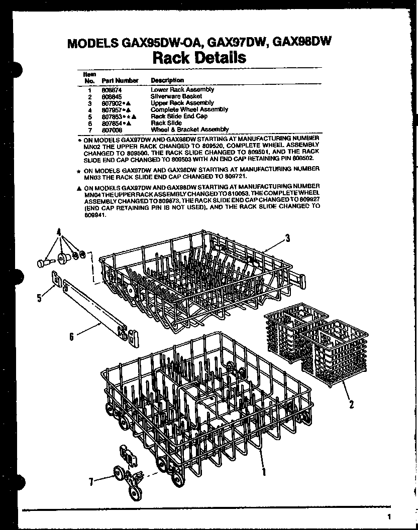 Amana GAX98DW/MN01 rack details diagram
