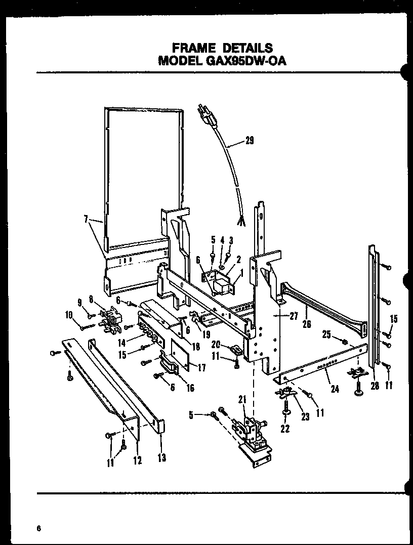 Amana GAX98DW/MN01 frame details (gax95dw-oa/mn01) (gax95dw-oa/mn02) (gax95dw-oa/mn03) diagram