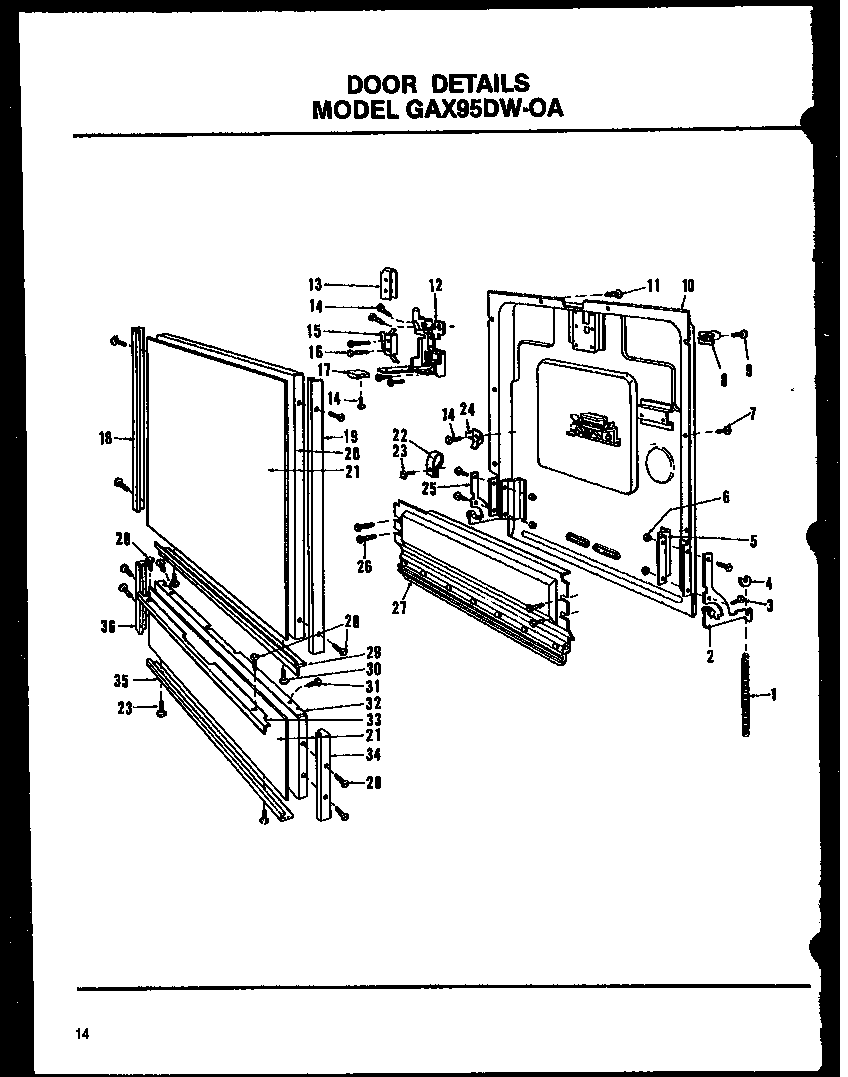 Amana GAX98DW/MN01 door details (gax95dw-oa/mn01) (gax95dw-oa/mn02) (gax95dw-oa/mn03) diagram