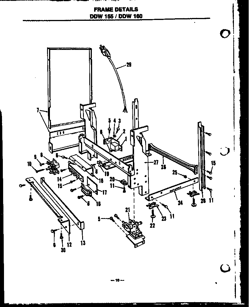 Modern Maid DDW190/MN03 frame details (ddw155/mn02) (ddw155/mn03) (ddw155/mn04) (ddw160/mn02) (ddw160/mn03) (ddw160/mn04) diagram