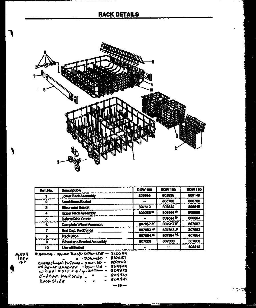 Modern Maid DDW190/MN03 rack details diagram