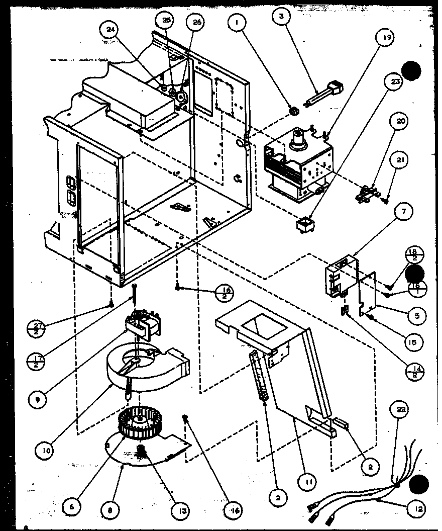 Amana RS415T/P1110405M blower/magnetron diagram