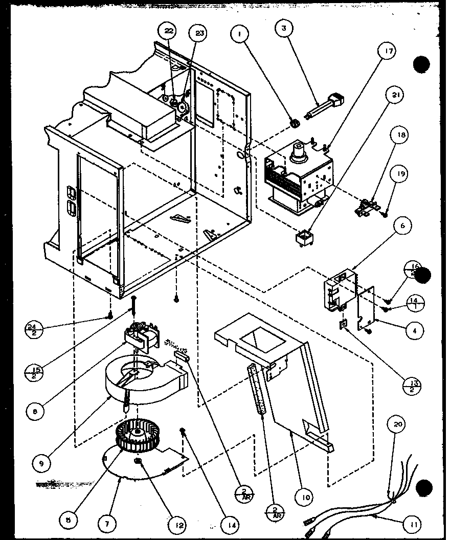 Amana CRSB460P/P1110403M blower/magnetron diagram