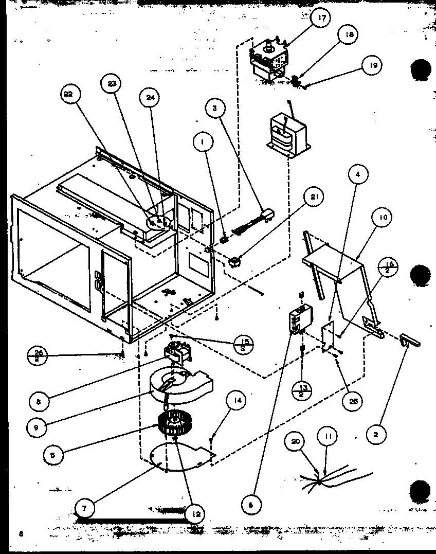 Amana RBG358P/P1118504M blower/magnetron diagram