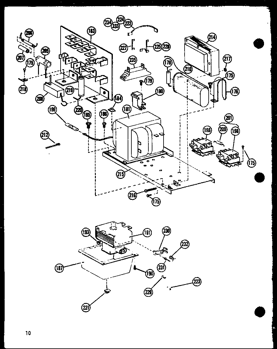 Amana RR-7D/P73307-1M magnetron and transformer diagram