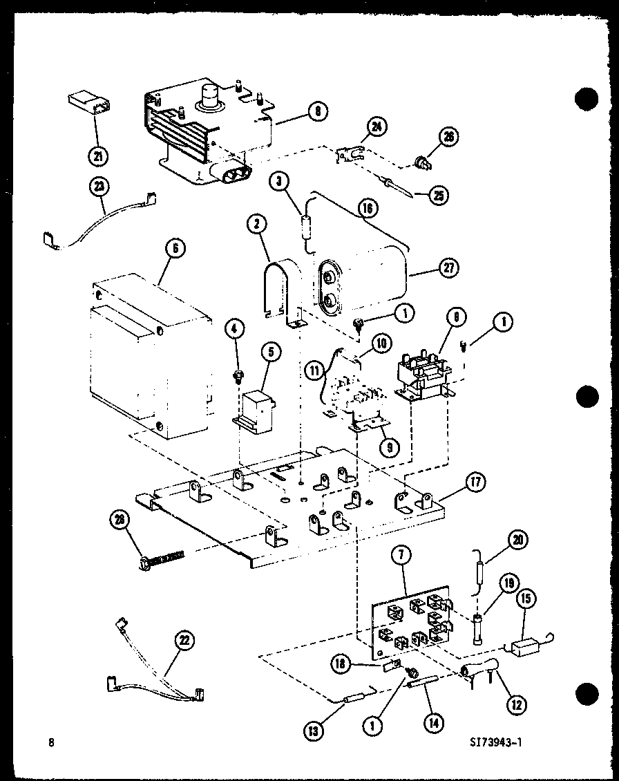 Amana RR-7DA/P73556-1M capacitor/transformer/fuse diagram