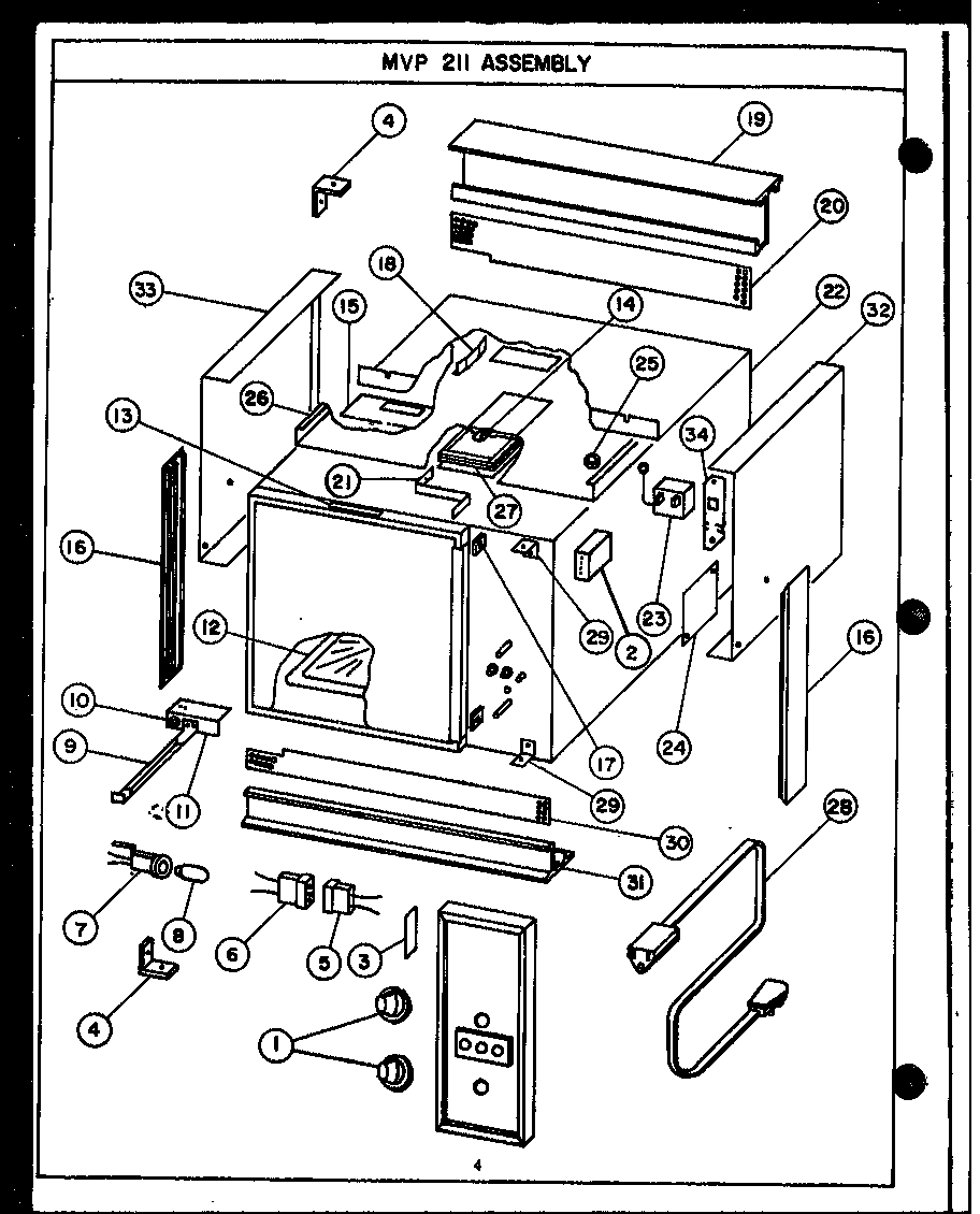 Caloric MVP211 outer cabinet diagram