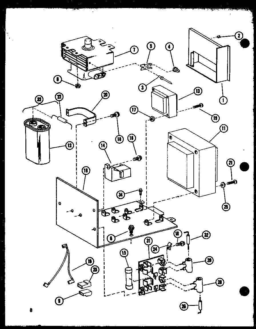 Amana R0-24-8/P73917-3M magnetron/transformer diagram