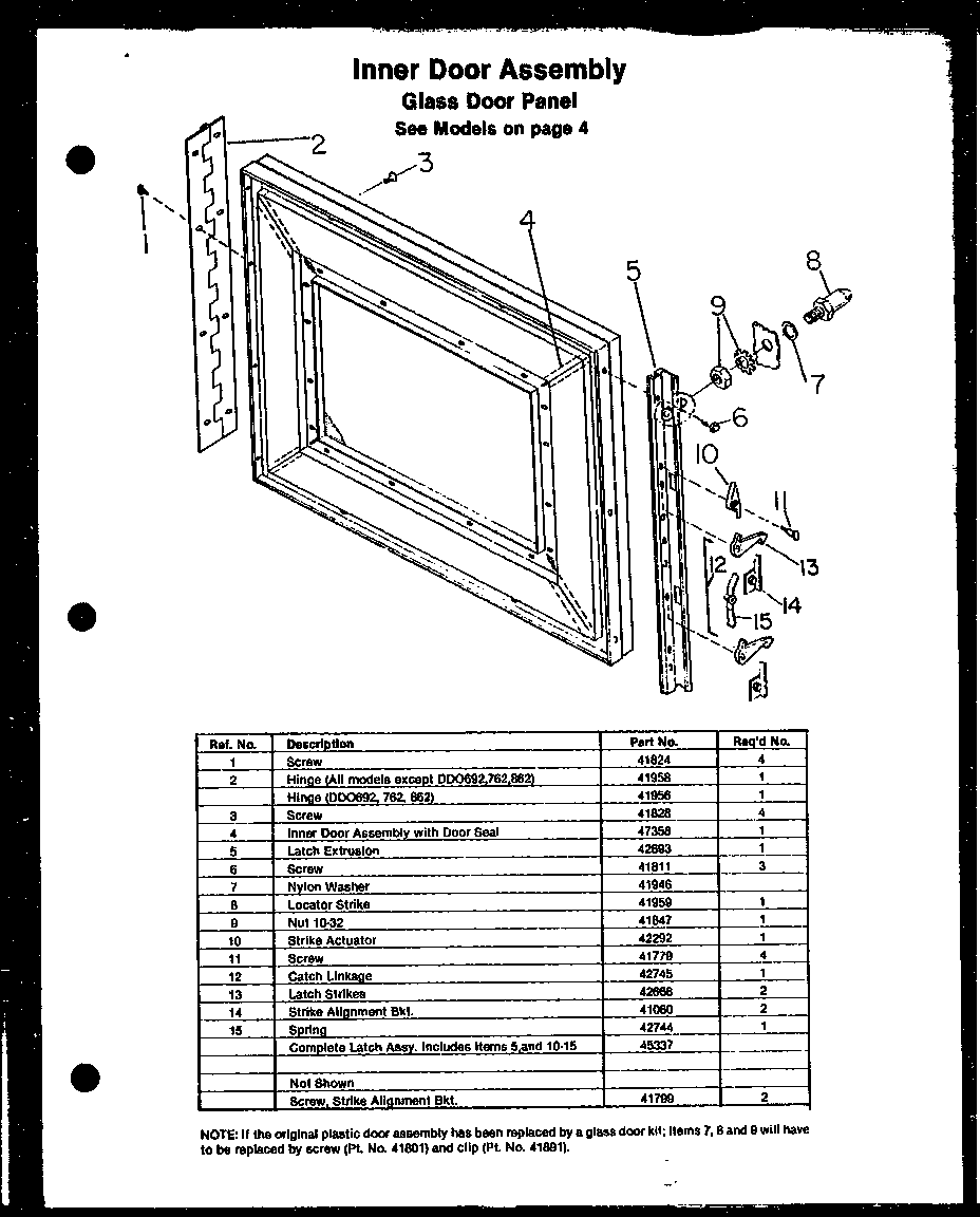 Modern Maid DMO760 inner door assembly (dmo560b) (dmo660b) (dmo760a) (ddo692e) (ddo762) (qmd800d) (ddo862) diagram