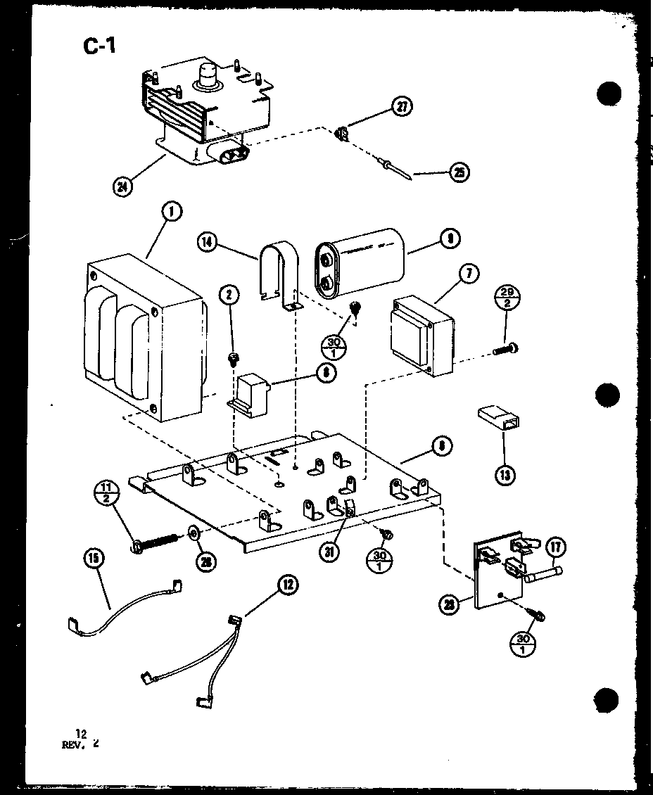 Amana RRL-9TC/P75533-3M magnetron/transformer diagram