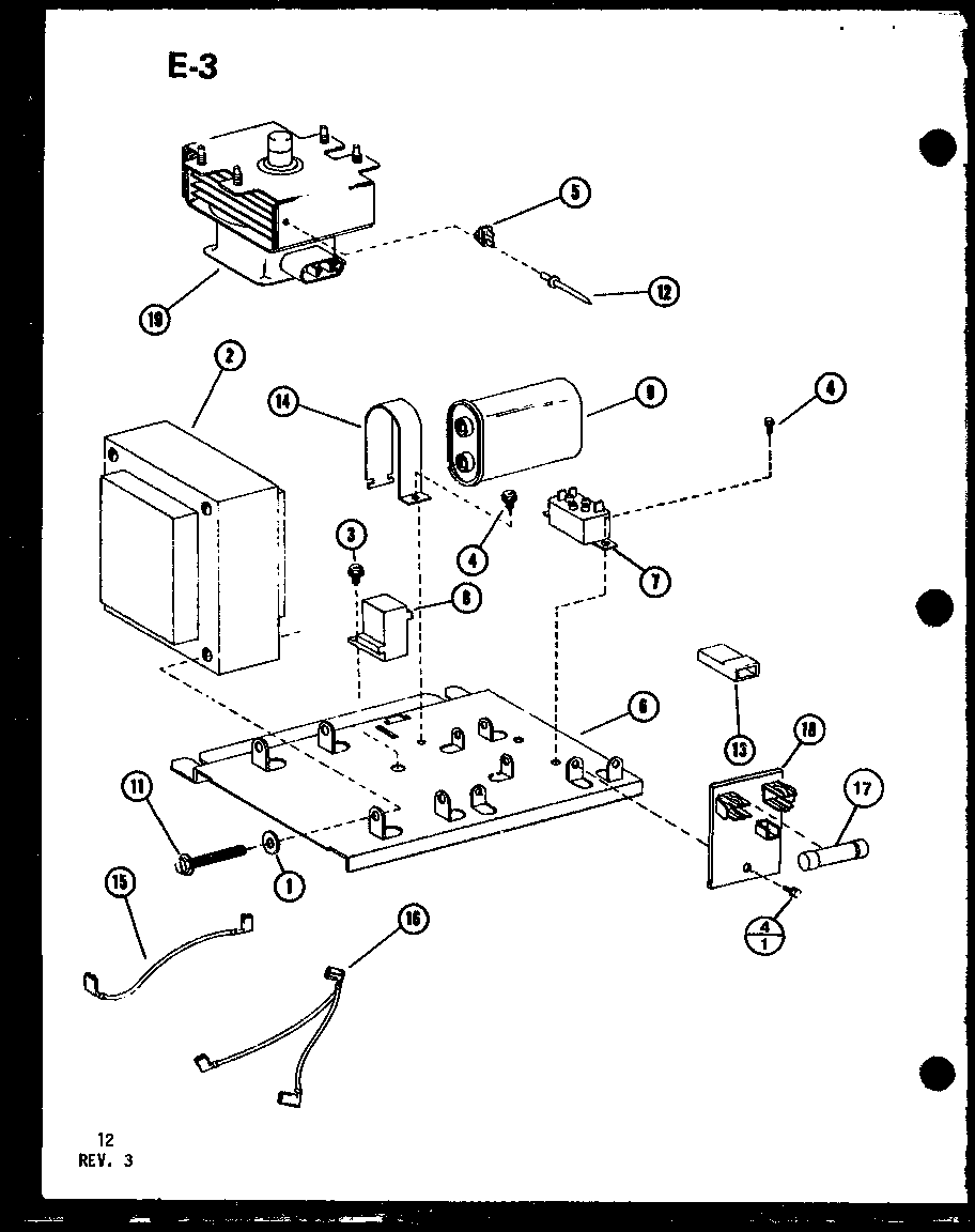 Amana RRL-5C/P75590-1M magnetron/transformer diagram