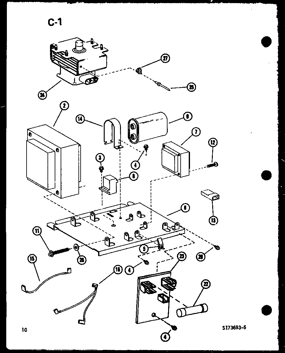Amana RR-1000/P75414-3M transformer and magnetron diagram