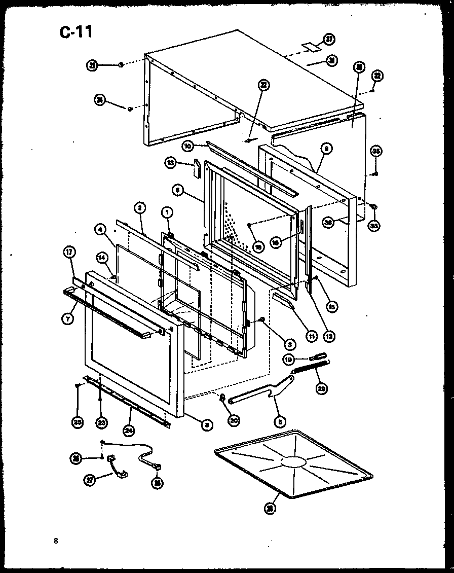 Amana RRL-10TD/P75594-3M outer cabinet diagram