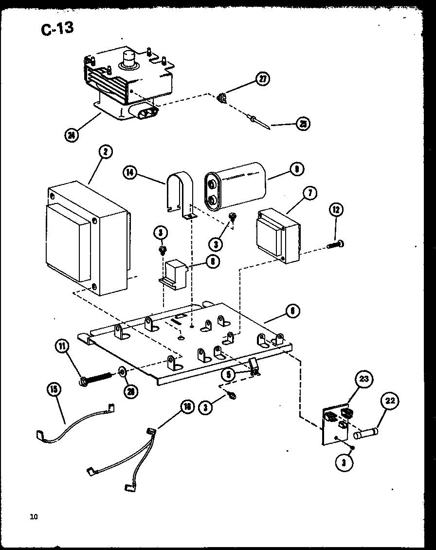 Amana RRL-10TD/P75594-3M magnetron/transformer diagram