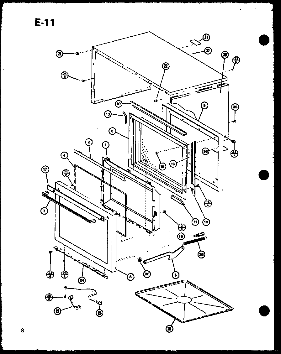Amana RRL-5D/P75590-7M outer cabinet diagram