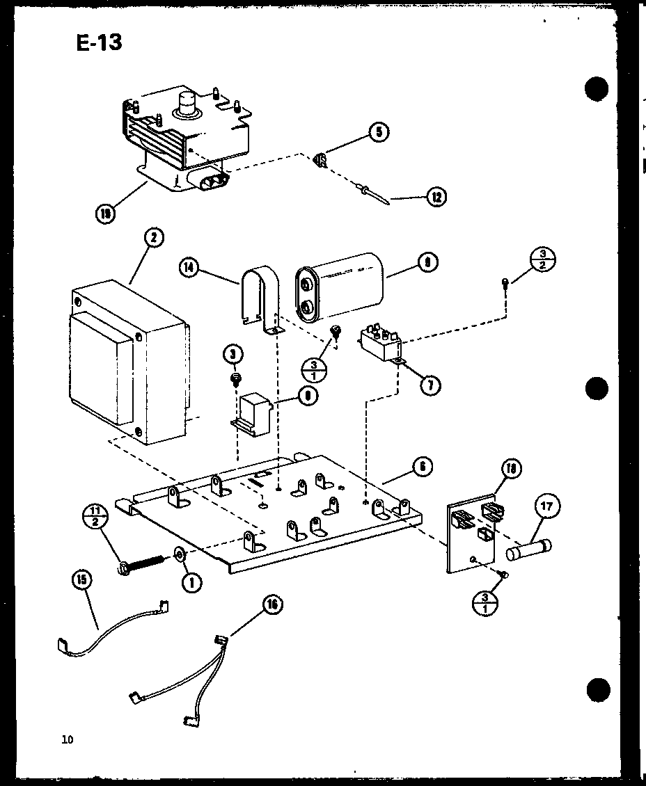 Amana RRL-5D/P75590-7M magnetron/transformer diagram