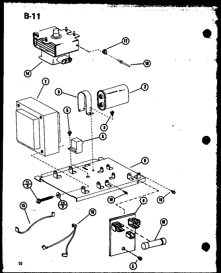 Amana RR-810/P75592-4M magnetron/transformer diagram