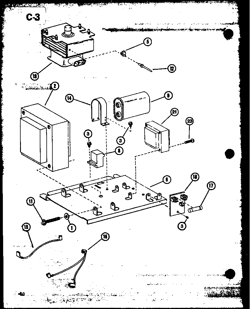 Amana RL6-10/P76382-1M transformer and magnetron diagram