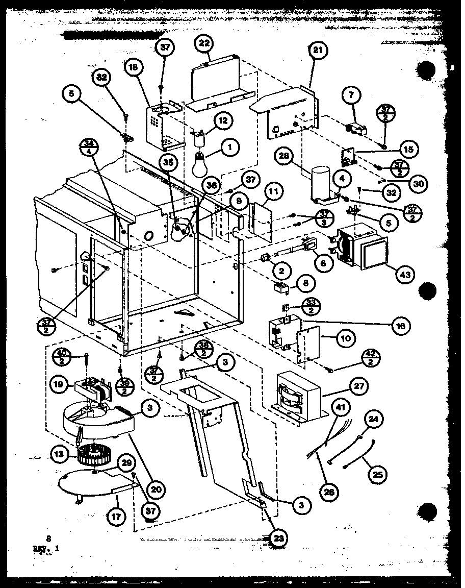 Amana RS55/P7669507M blower/transformer/magnetron diagram