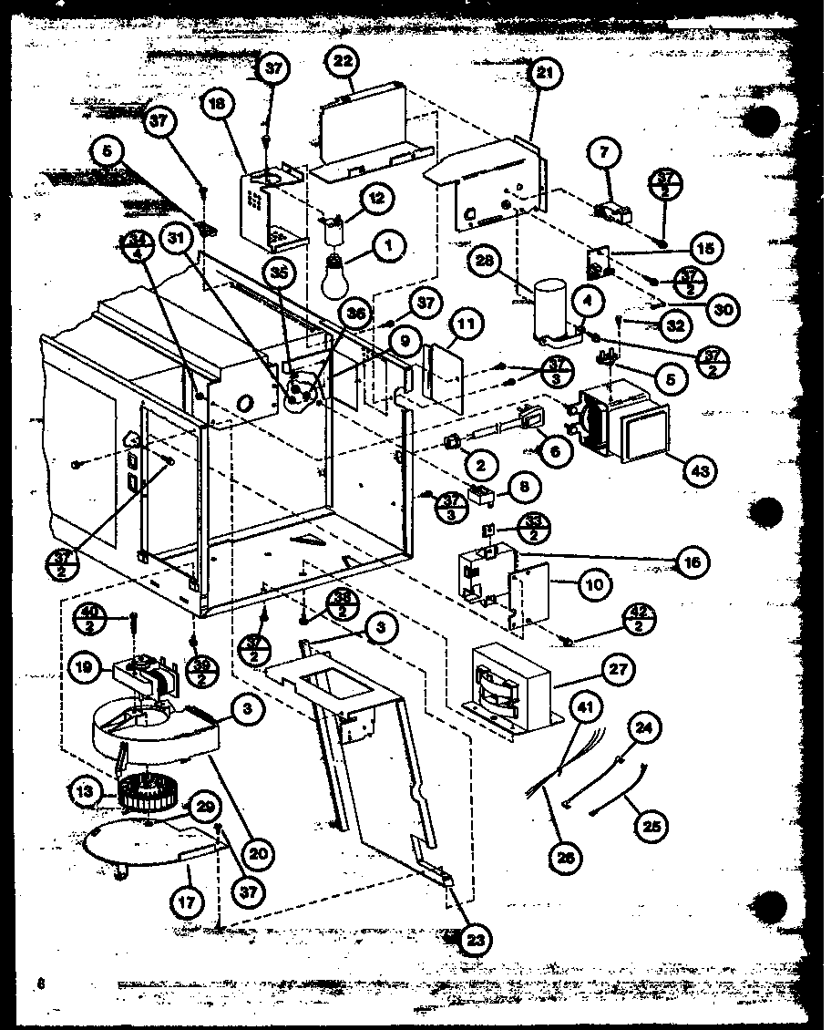 Amana RS30/P77332-1M blower/transformer/magnetron diagram