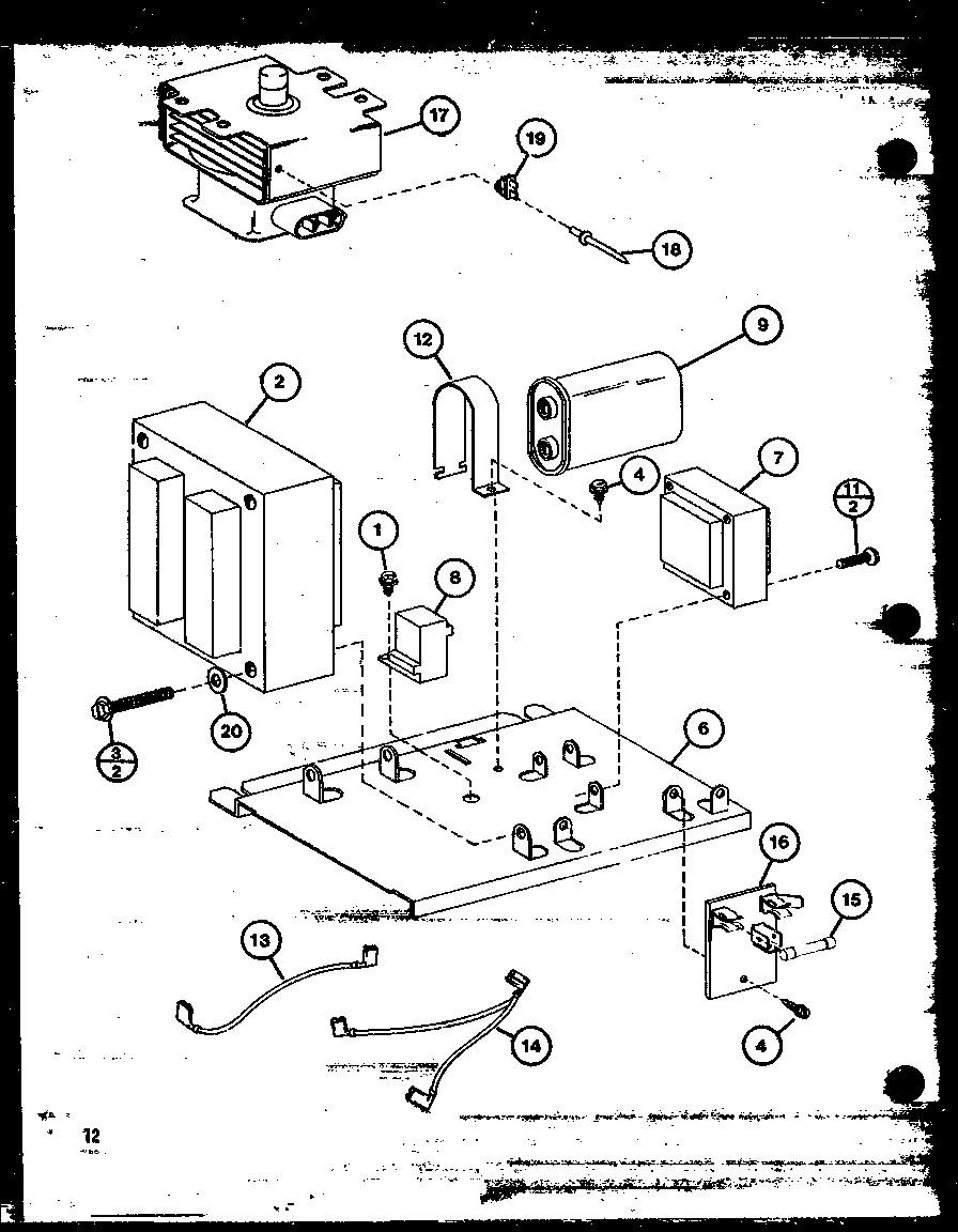 Amana RR-1225/P76333-2M magnetron/transformer diagram