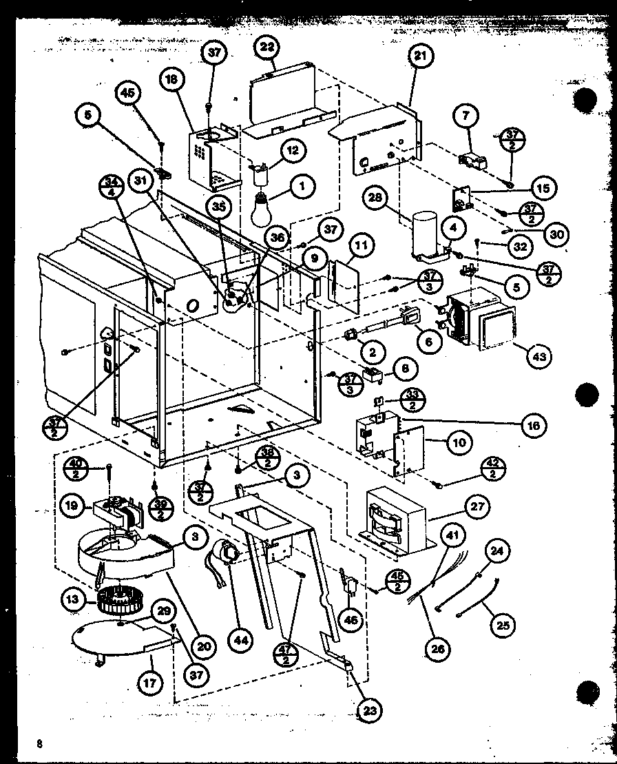 Amana WM615/P7733204M blower/light diagram