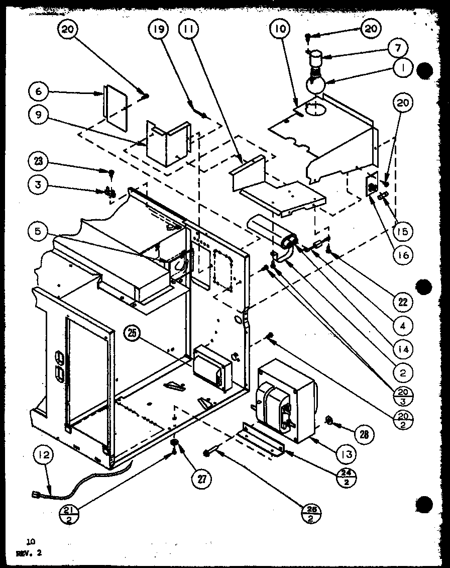 Amana R350P/P7766522M capacitor/transformer diagram