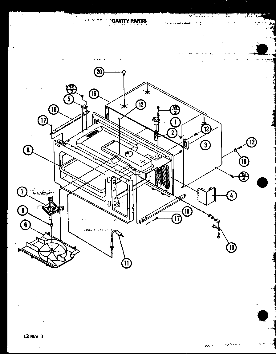 Amana M86P/P7814402M cavity parts diagram