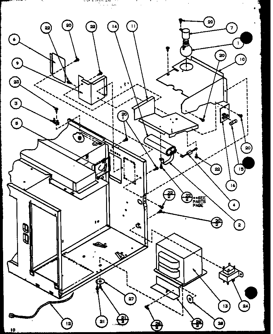 Amana R361P/P1104408M transformer/capacitor diagram