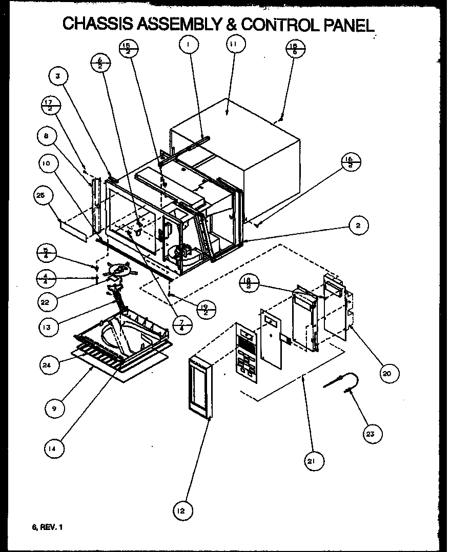 Amana RL322T/P1110208M chassis assembly & control panel diagram