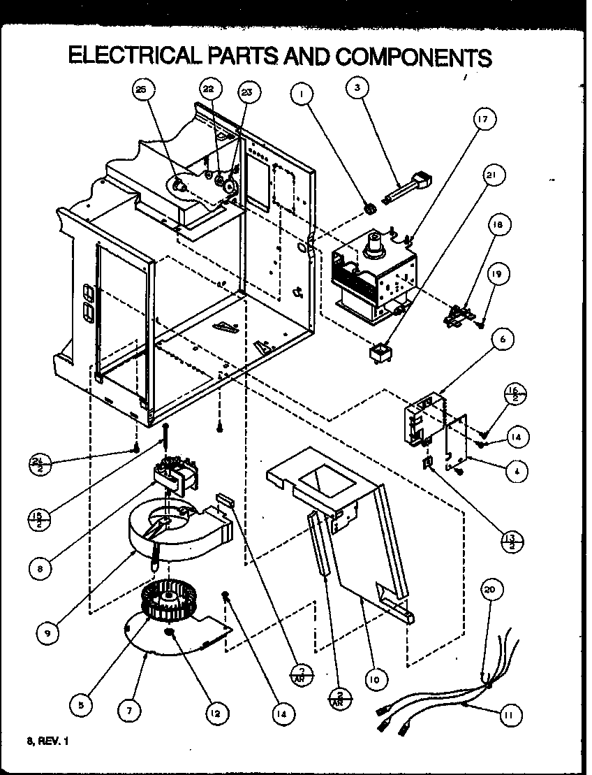 Amana RL322T/P1110208M electrical parts and components diagram