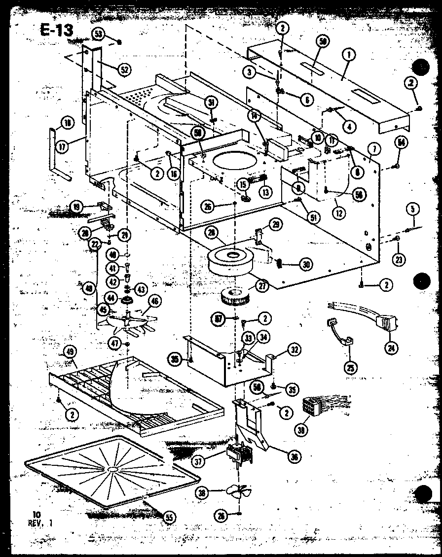 Amana RO-8B/P74063-1M blower/antenna diagram