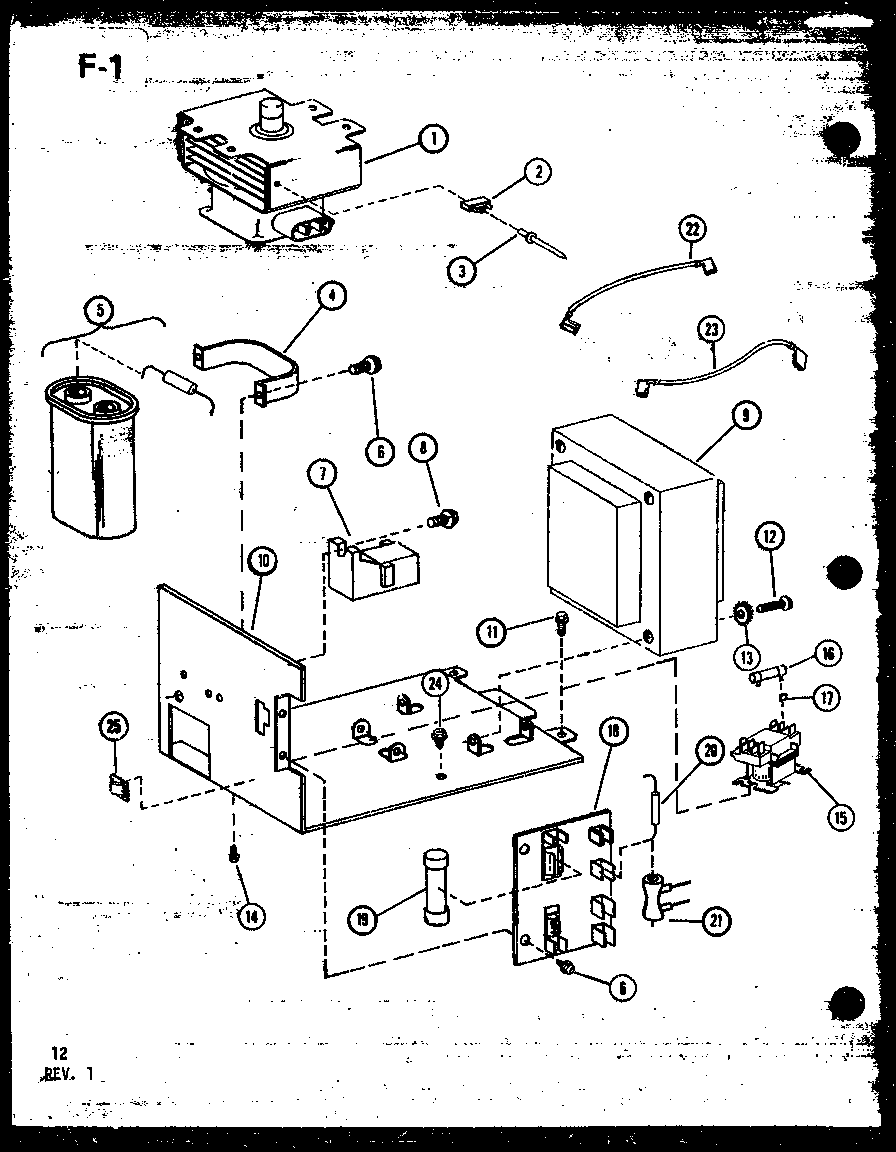 Amana RO-8B/P74063-1M magnetron/resistor/fuse diagram