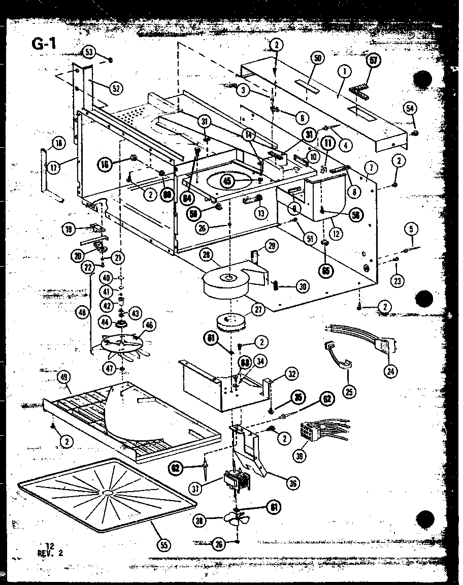 Amana RO-10A/P74067-5M blower/antenna diagram