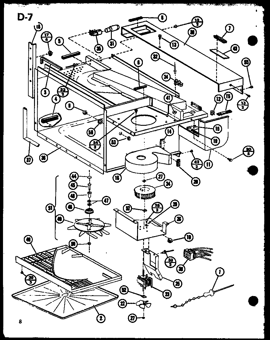 Amana MVH-9T/P75409-5M blower/antenna diagram