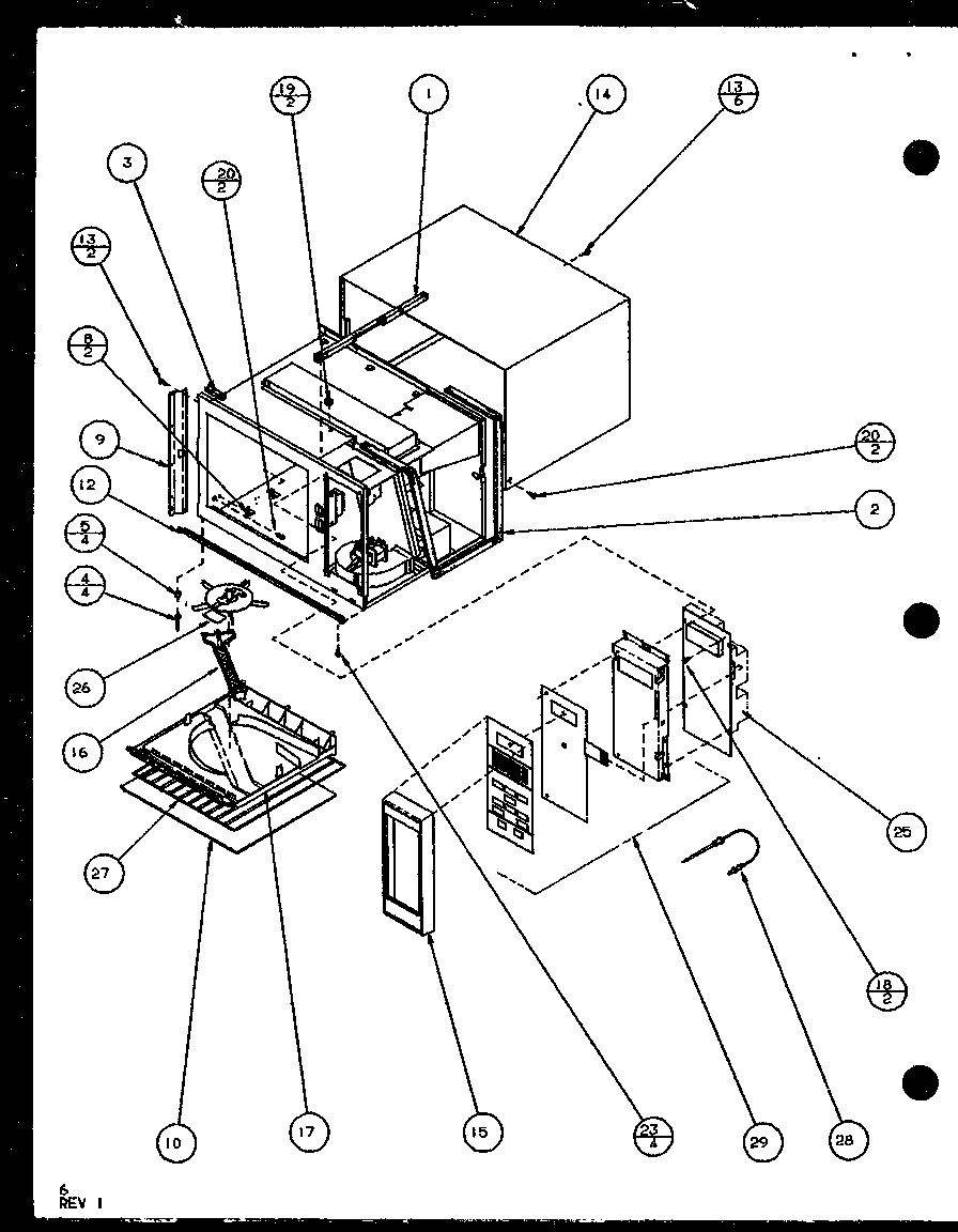 Amana WM714/P1104412M pc board/keyboard/antenna diagram