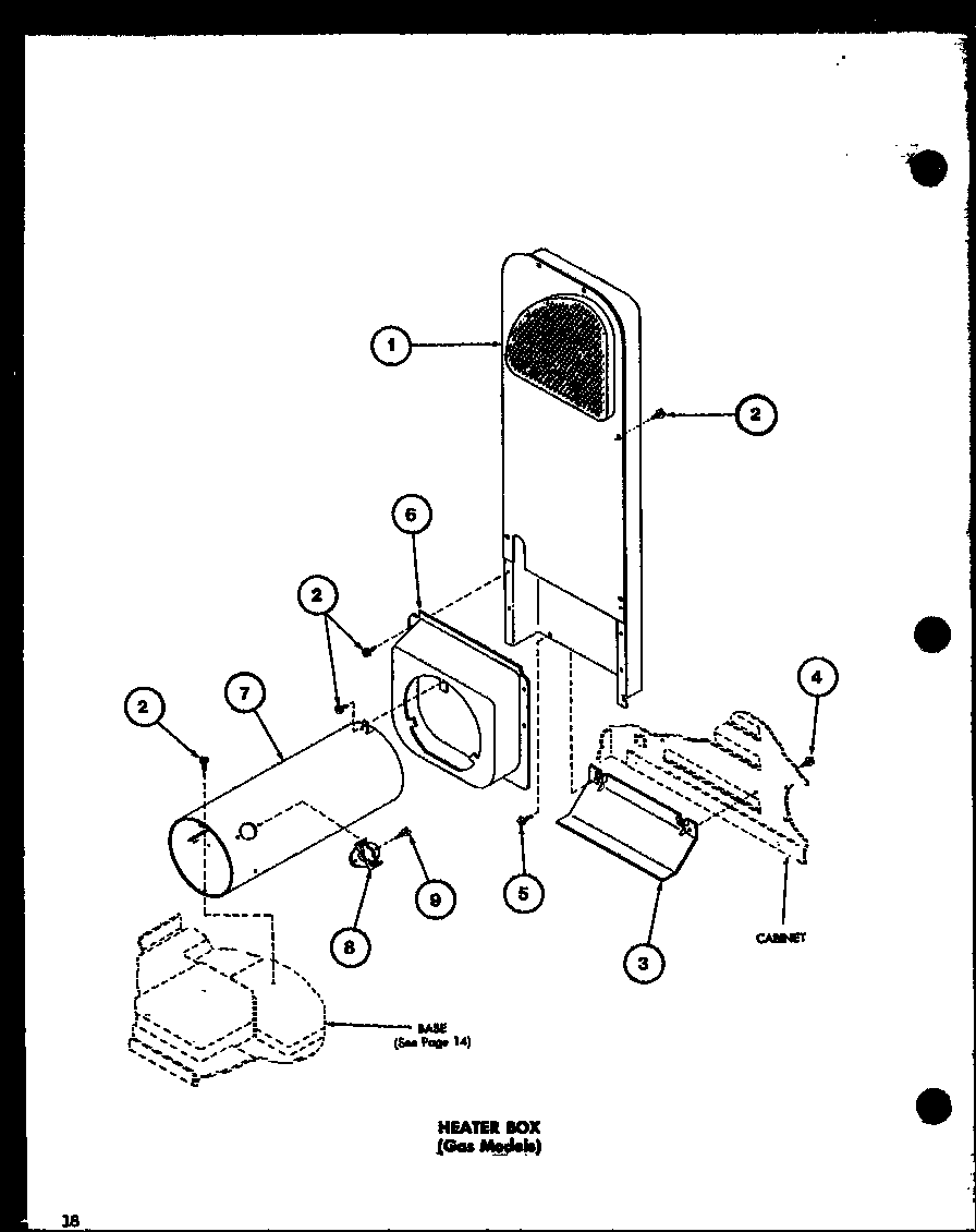 Amana LE2400/P7762202W heater box (gas models) (lg1101/p7762204w) (lg2401/p7762205w) (lg2501/p7762206w) diagram