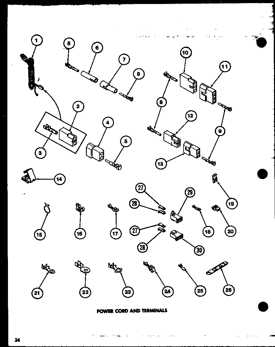 Amana LE2400/P7762202W power cord and terminals diagram