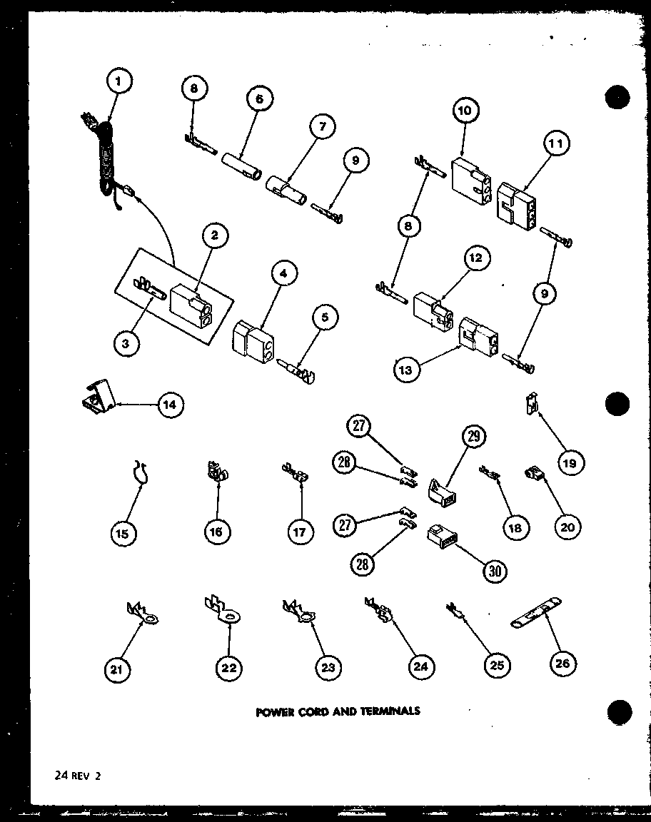 Amana LED450/P7762233W power cord and terminals diagram